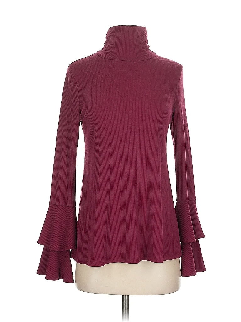 RENVY Pre-owned Long Sleeve Turtleneck In Burgundy