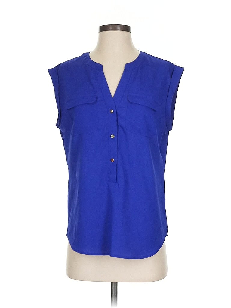 Pre-owned 7th Avenue Design Studio New York & Company Sleeveless Blouse In Blue