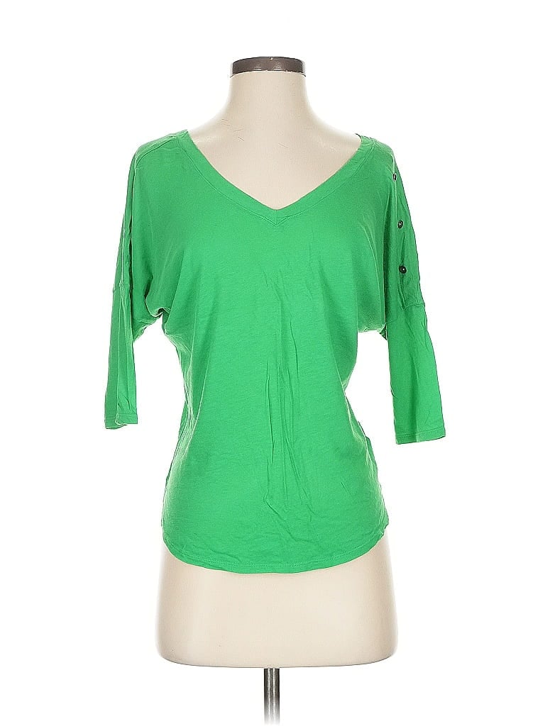 Pre-owned Express 3/4 Sleeve Top Green V Neck Tops