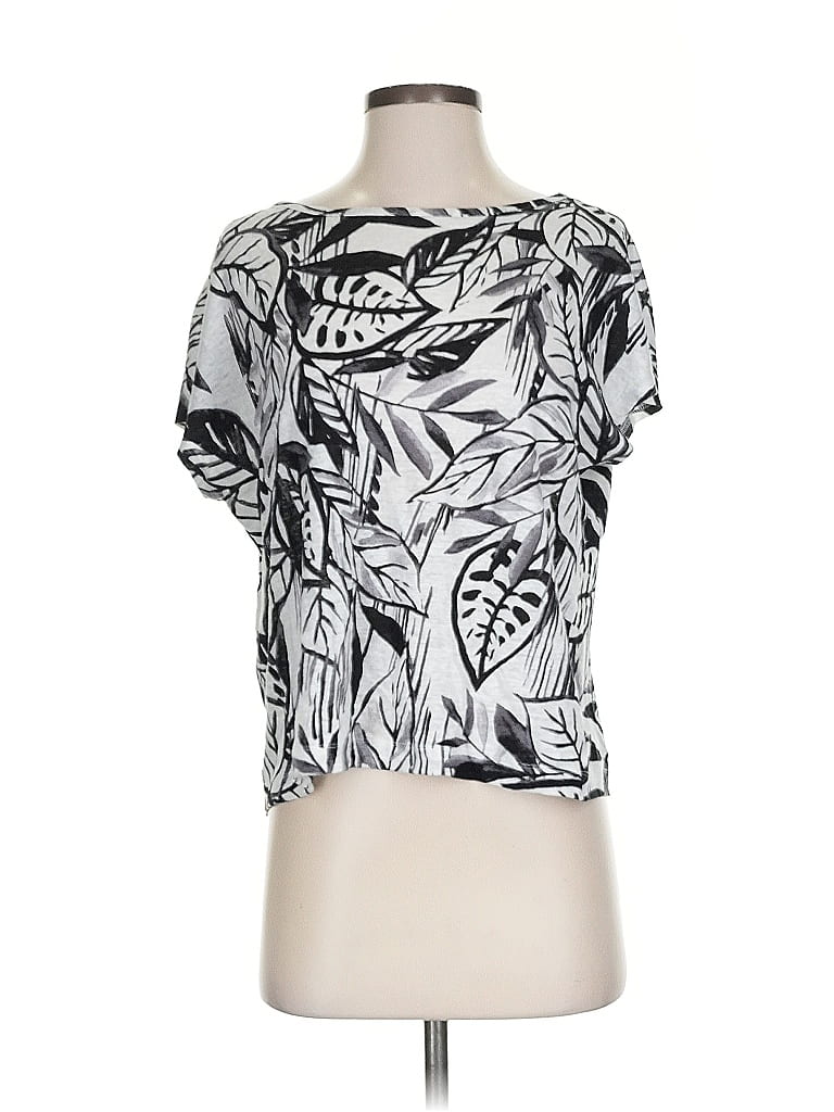 Pre-owned Tahari Short Sleeve Blouse In Silver
