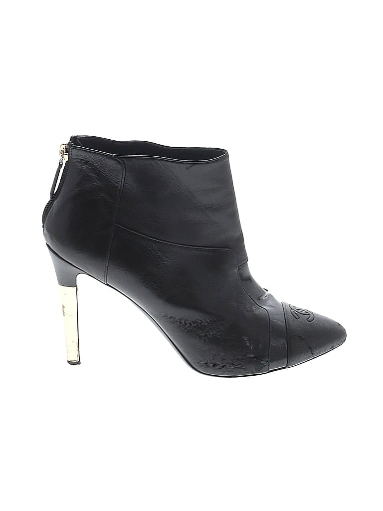 Chanel 100% Leather Black Ankle Boots Size EU 40 - photo 1