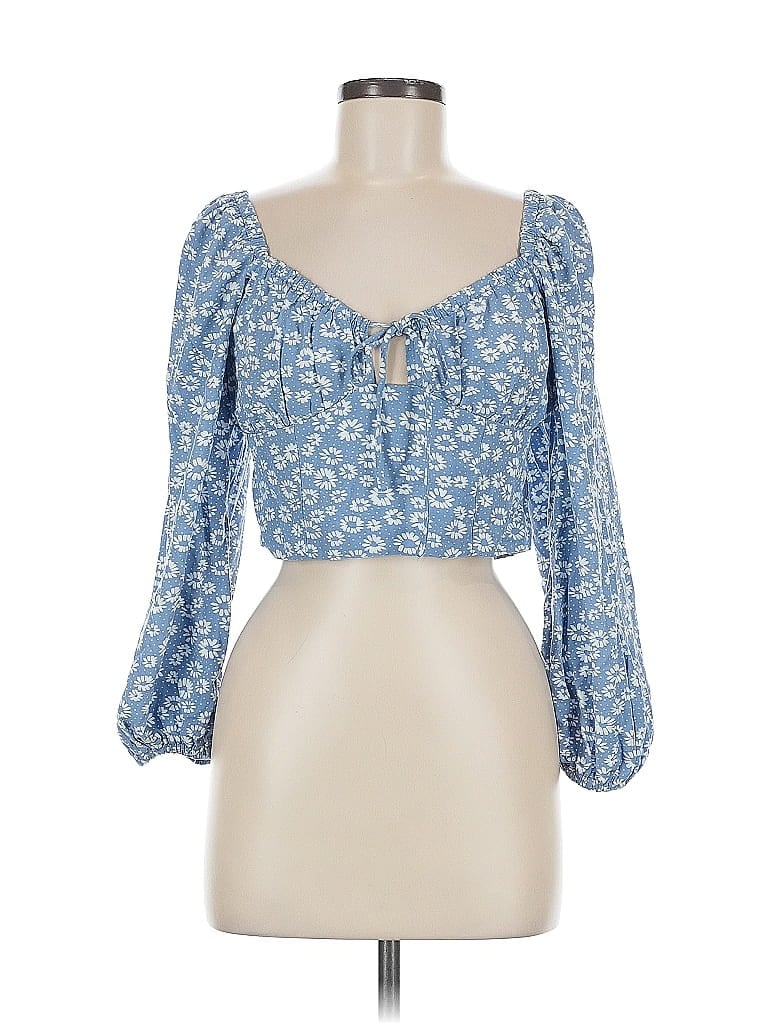Pre-owned Wild Fable 3/4 Sleeve Blouse In Blue
