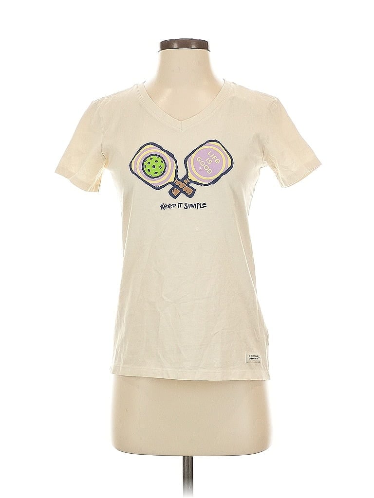 Life Is Good 100% Cotton Ivory Short Sleeve T-Shirt Size XS - photo 1