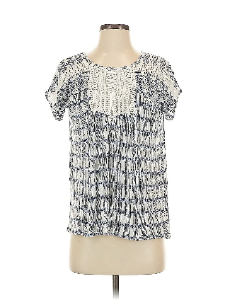 Pre-owned Lucky Brand Short Sleeve Blouse In Gray