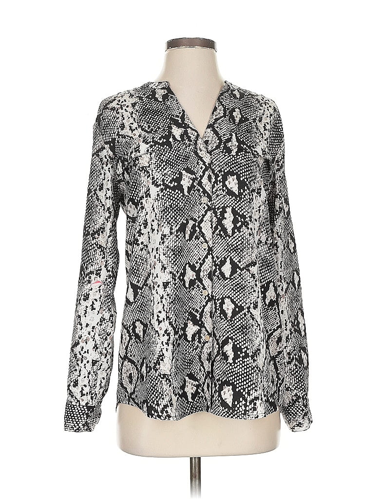 Pre-owned Calvin Klein Long Sleeve Blouse In Silver
