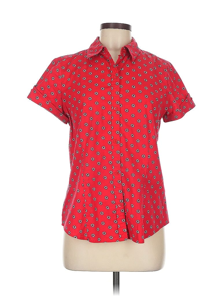Pre-owned Liz Claiborne Short Sleeve Blouse In Red