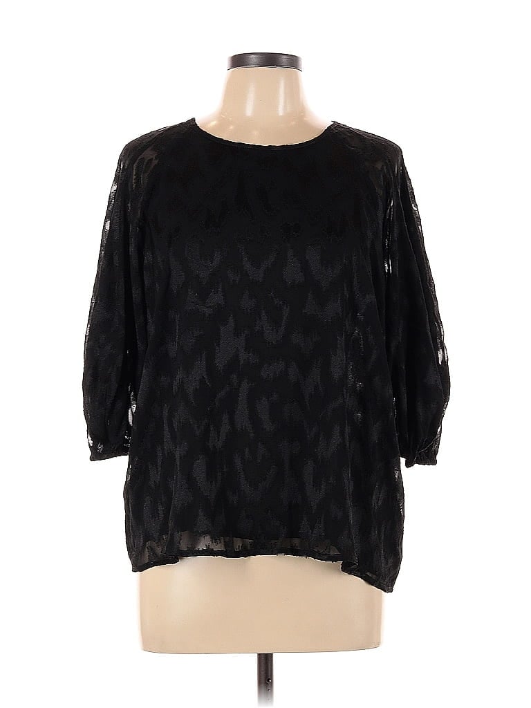 Pre-owned Calvin Klein 3/4 Sleeve Top Black Crew Neck Tops