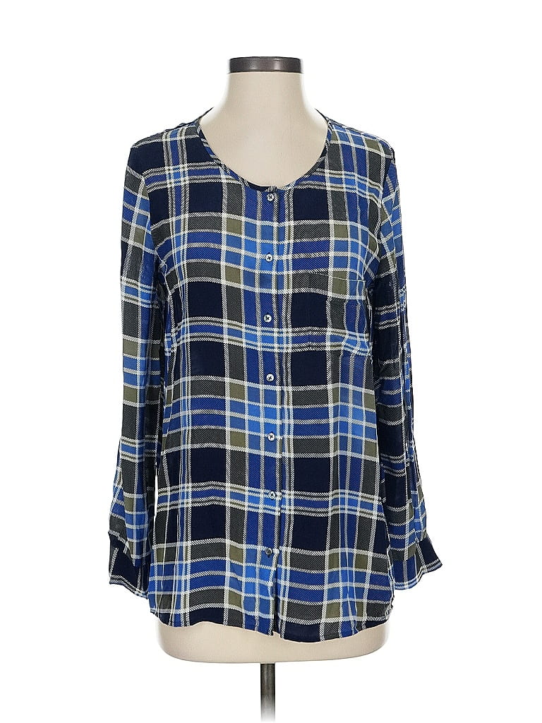 Pre-owned Joie 3/4 Sleeve Silk Top Blue Square Neckline Tops