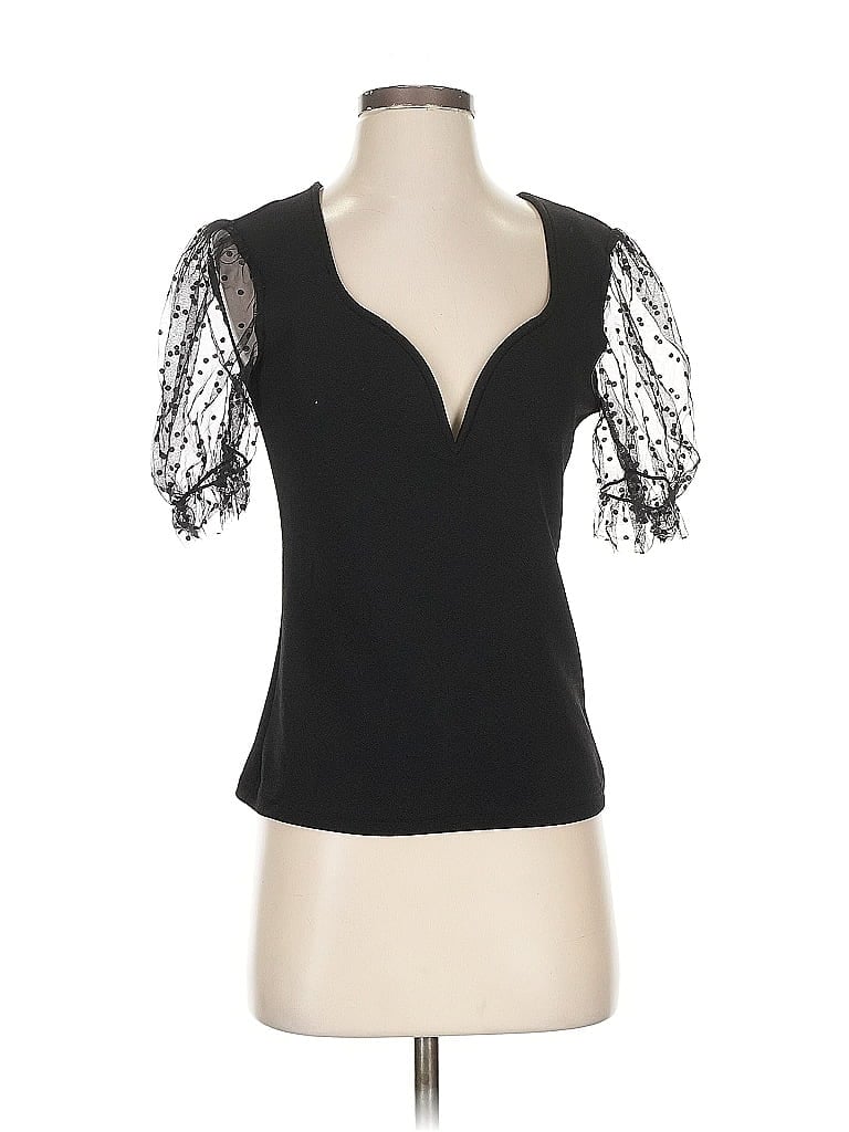 Pre-owned Shein Short Sleeve Top Black Sweetheart Neckline Tops