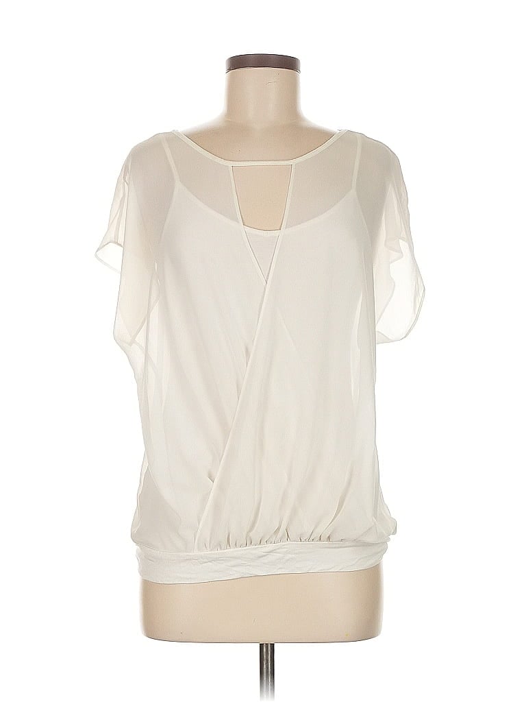 Pre-owned Express Short Sleeve Blouse In White