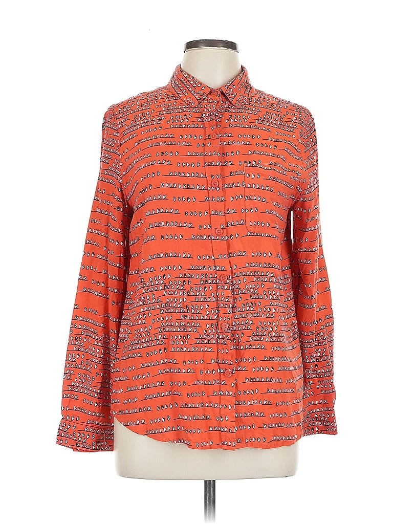Pre-owned Beachlunchlounge Long Sleeve Blouse In Orange