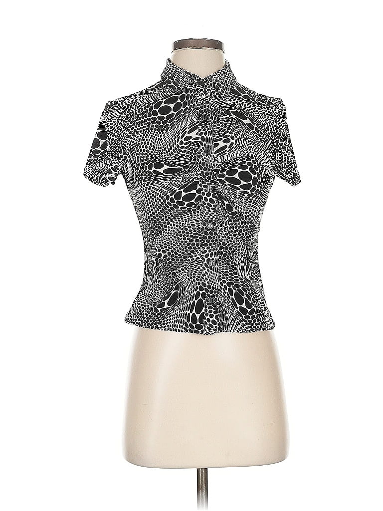 Pre-owned Sonoma Goods For Life Short Sleeve Top Silver Mock Neckline Tops