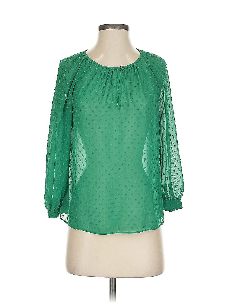 Pre-owned J.crew Factory Store 3/4 Sleeve Blouse In Green