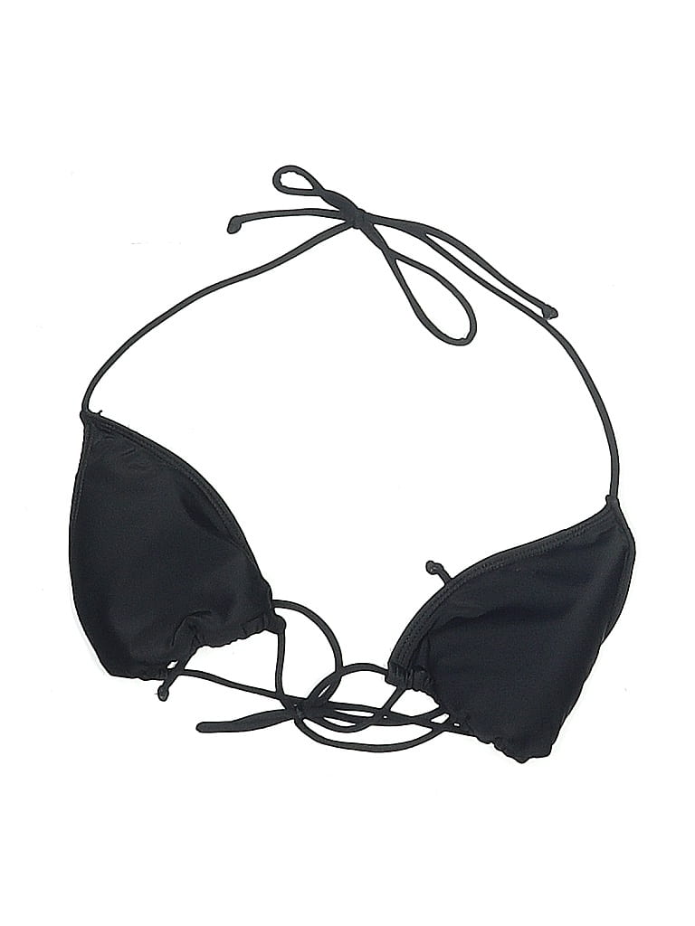 Pre-owned Unbranded Swimsuit Top Black Solid Pattern Swimwear