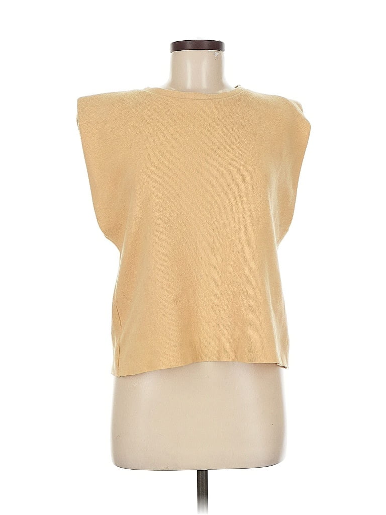Pre-owned Zara Short Sleeve Top Yellow One Shoulder Neckline Tops