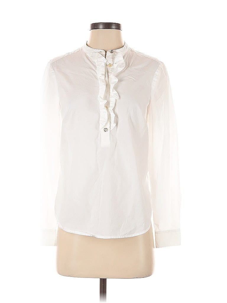 Pre-owned Draper James Long Sleeve Blouse In White