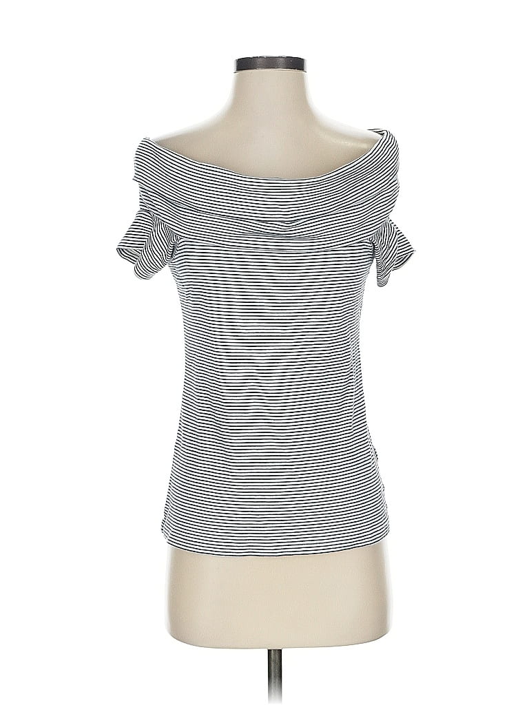 Pre-owned J.crew Factory Store Short Sleeve Top Gray Off The Shoulder Neckline Tops