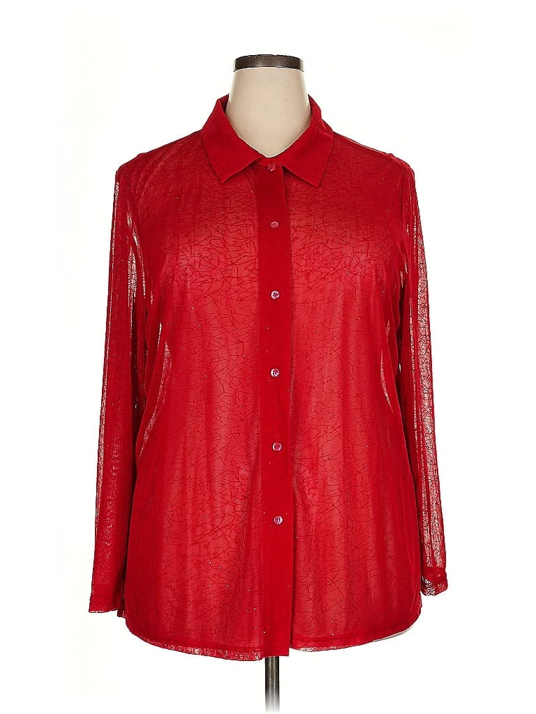 Pre-owned George Long Sleeve Blouse In Red