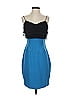 Black Halo 100% Silk Color Block Blue Cocktail Dress Size 4 - photo 1