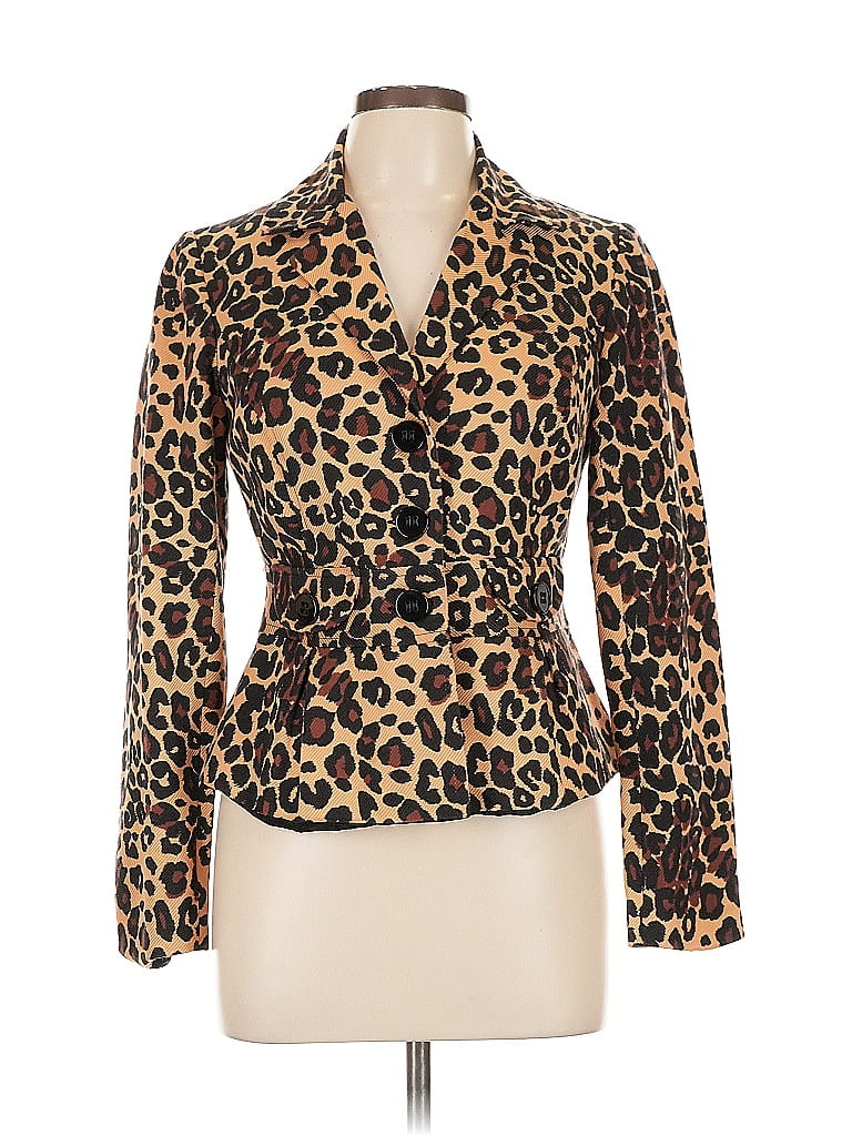 Cache Animal Print Brown Gold Jacket Size 10 - photo 1