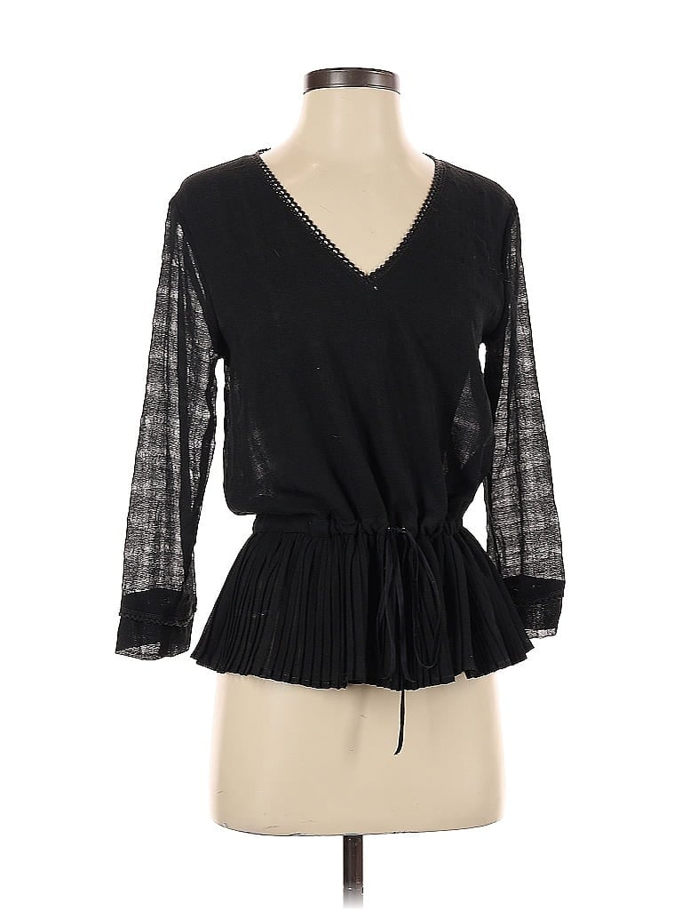 Pre-owned Grace & Mila 3/4 Sleeve Blouse In Black
