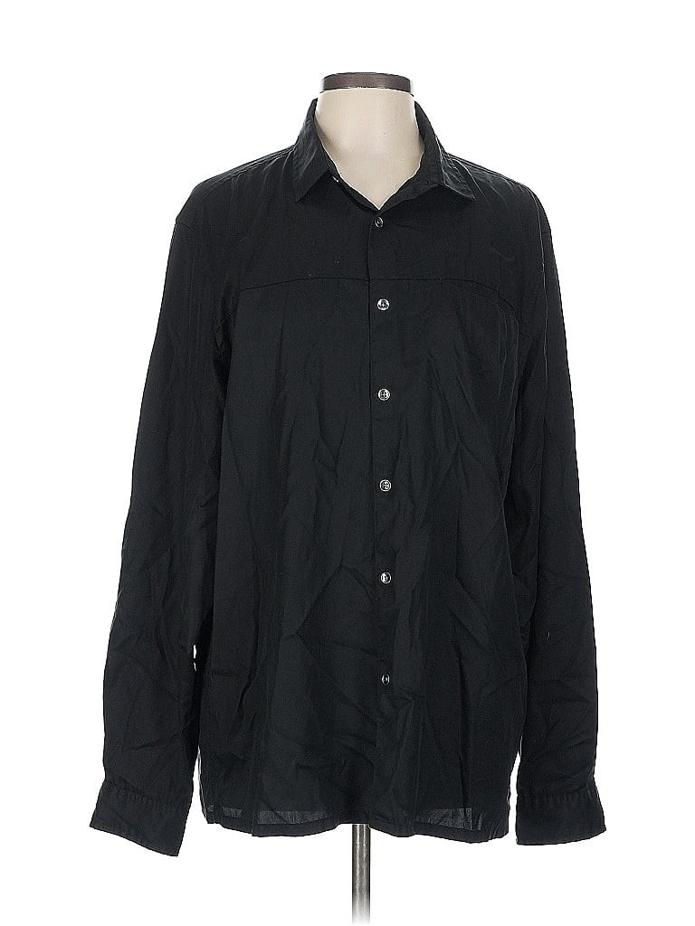 Pre-owned Inc International Concepts Long Sleeve Button Down Shirt In Black