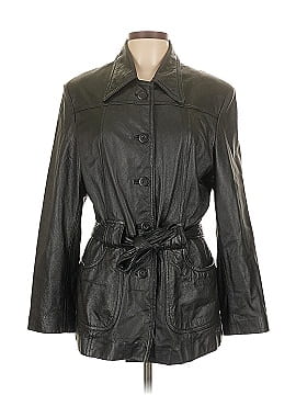 Oscar by Oscar De La Renta Black Faux Leather Jacket Size L