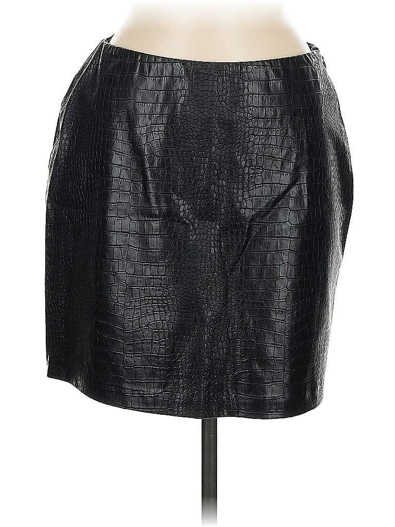 Ci Sono 100% Polyurethane Black Faux Leather Skirt Size M - photo 1