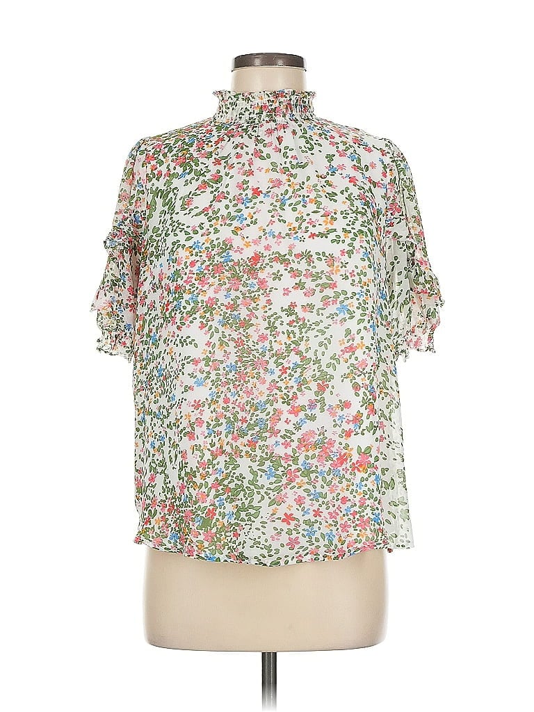 Sugar Lips 100% Polyester Floral Green Short Sleeve Blouse Size M - photo 1