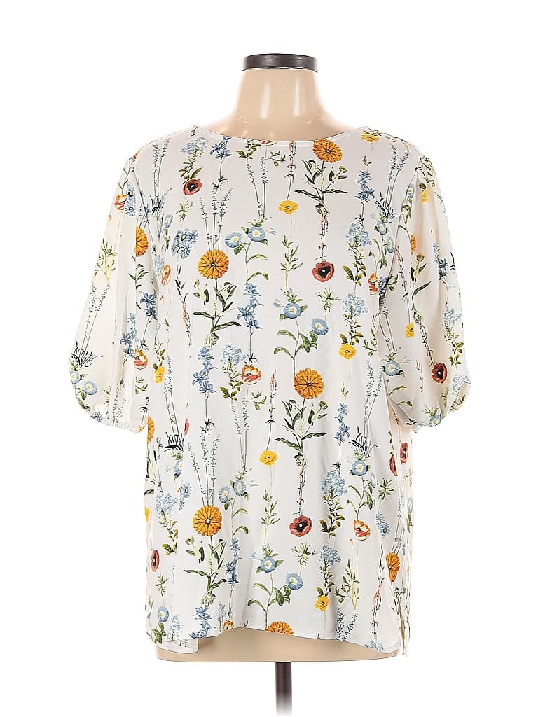 Pre-owned Remade Short Sleeve Blouse In White