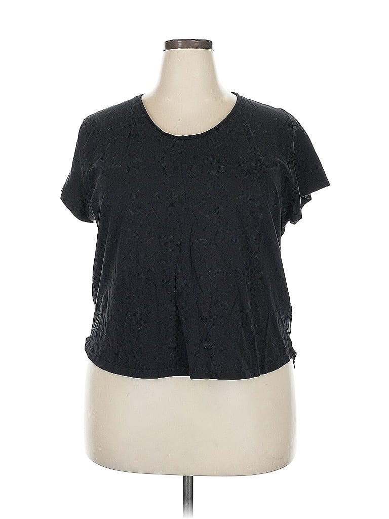 Pre-owned H&m Short Sleeve Top Black Scoop Neck Tops
