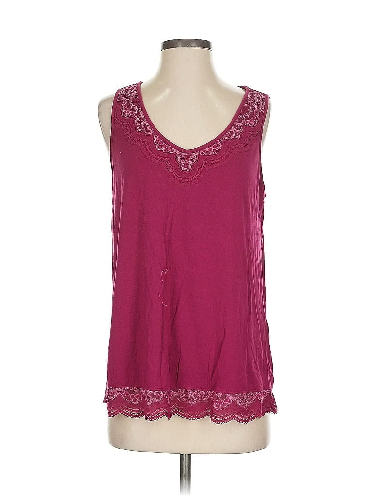 Click to view more detailed imagery on our partner's website Pre-owned Soma Tank Top Burgundy Solid Pattern Scoop Neck Tops