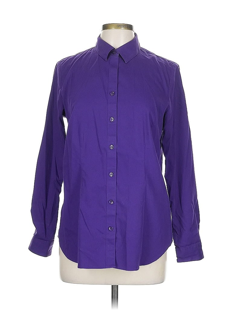 Pre-owned Coldwater Creek Long Sleeve Button Down Shirt In Purple