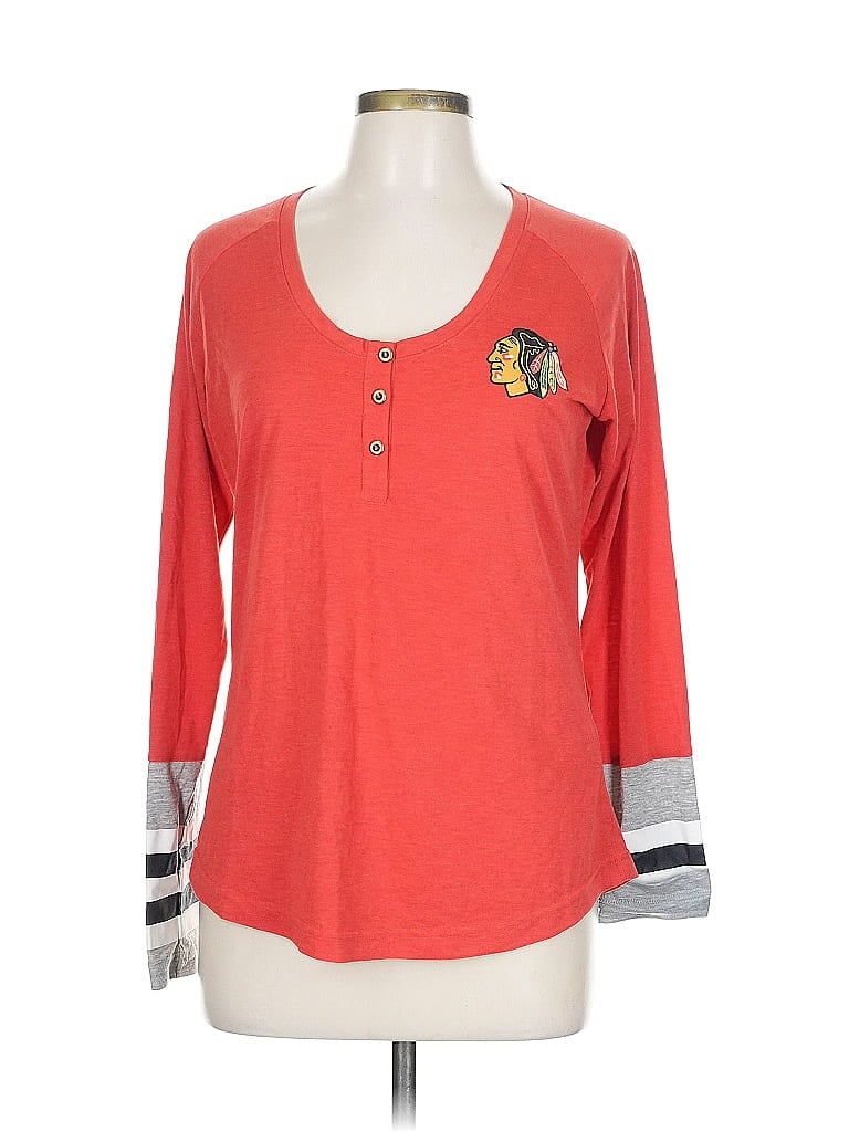 Pre-owned Reebok Long Sleeve Henley Shirt In Red