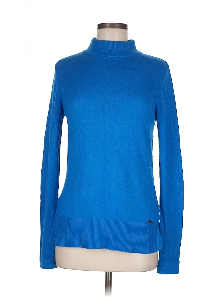 Pre-owned T Tahari Turtleneck Sweater In Blue