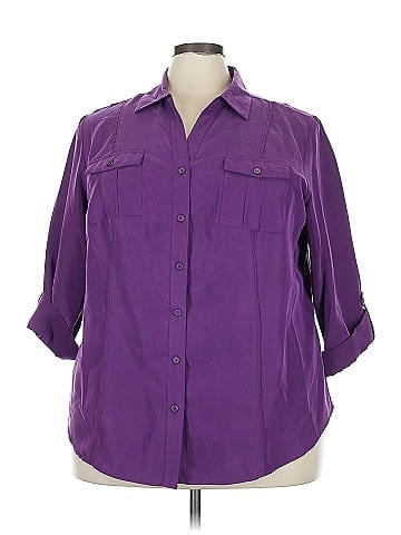 Roz & Ali 3/4 Sleeve Button-Down Shirt (view 1)