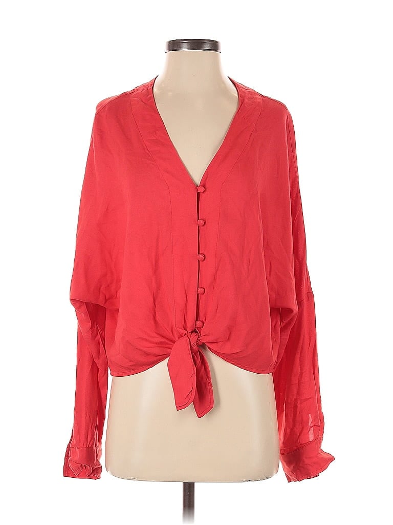 Pre-owned Sim & Sam 3/4 Sleeve Blouse In Red
