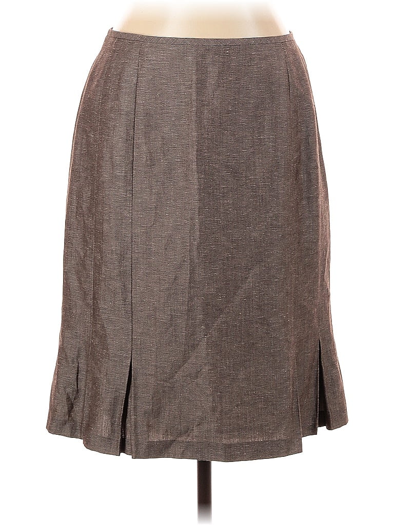 Tahari by ASL Chevron-herringbone Brown Casual Skirt Size 10 - photo 1