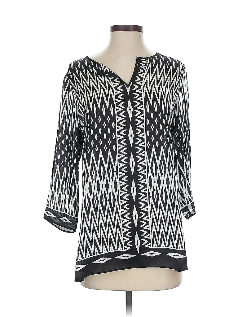 Pre-owned Travelers By Chico's 3/4 Sleeve Blouse In Black