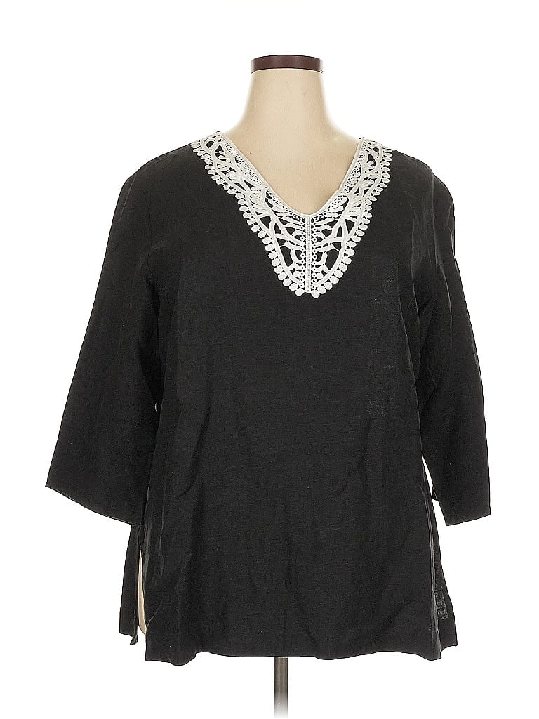 PREMISE Black 3/4 Sleeve Blouse Size XXL - photo 1