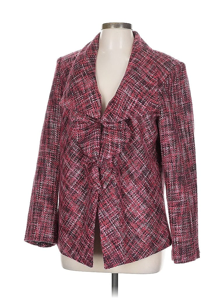 Chico's 100% Polyester Plaid Red Blazer Size Lg (2) - photo 1