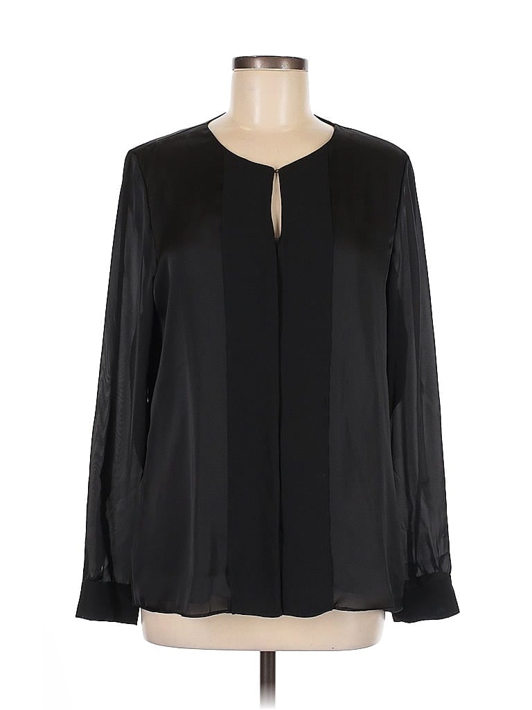 Pre-owned Coldwater Creek Long Sleeve Blouse In Black