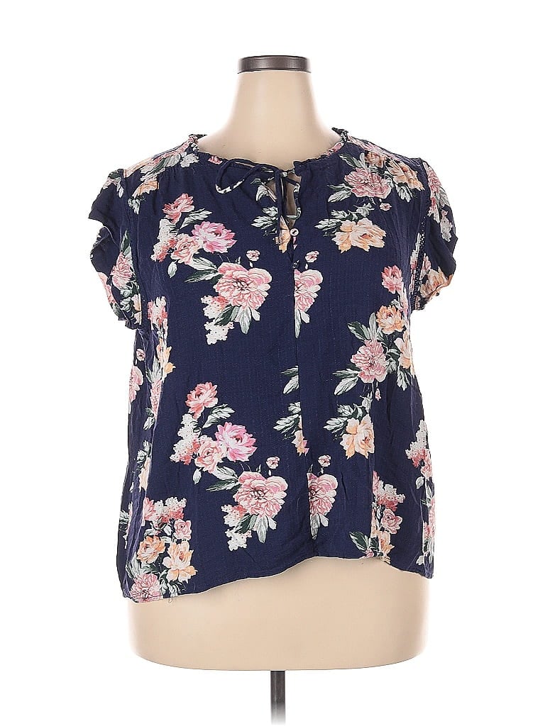 Pre-owned Buffalo By David Bitton Short Sleeve Blouse In Blue