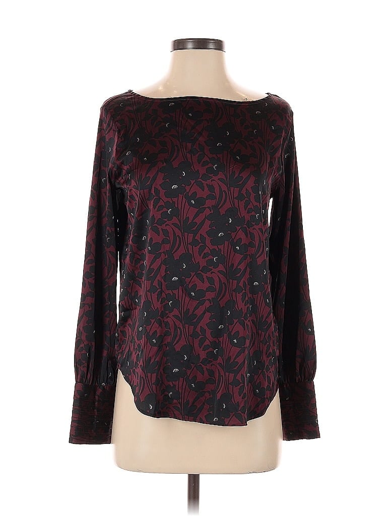 Pre-owned Ann Taylor Long Sleeve Blouse In Burgundy