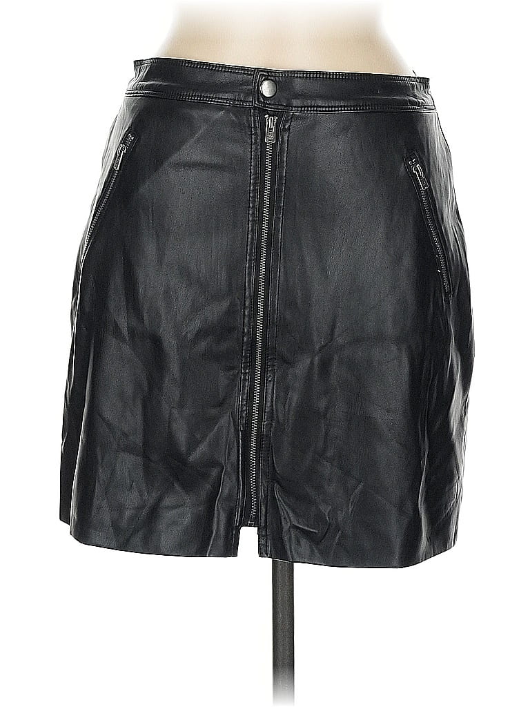Pre-owned Hollister Faux Leather Skirt In Black