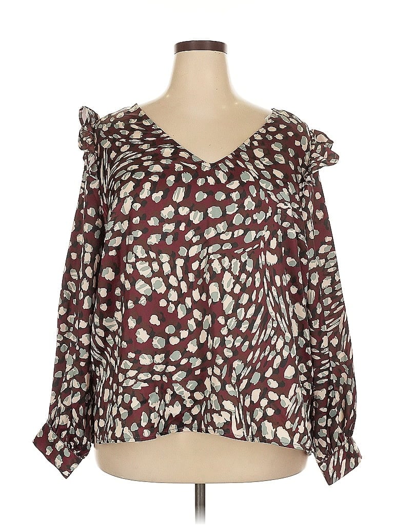 ELOQUII 100% Polyester Burgundy Casual Dress Size 20 - photo 1