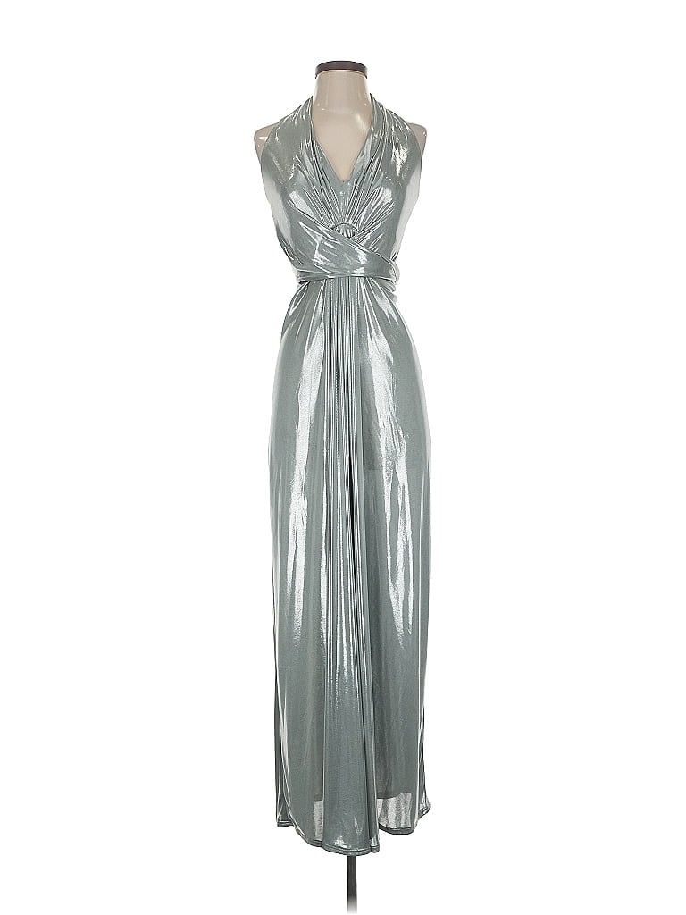 David Meister Metallic Silver Cocktail Dress Size 2 - photo 1