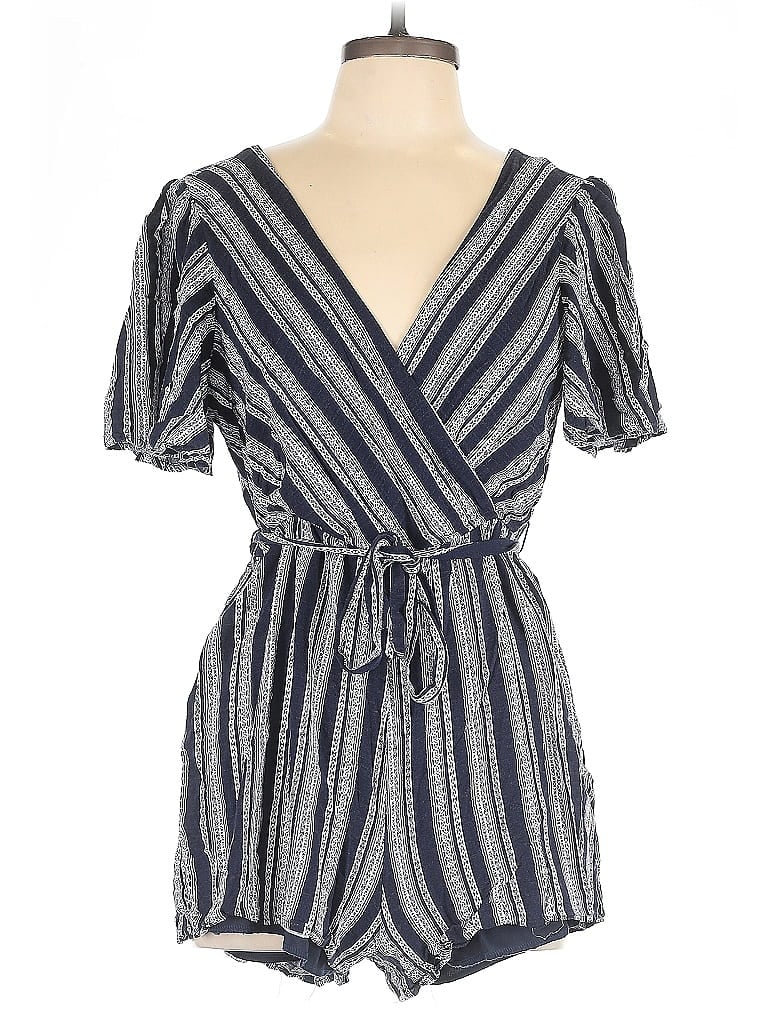 Trixxi 100% Rayon Chevron-herringbone Blue Romper Size XL - photo 1