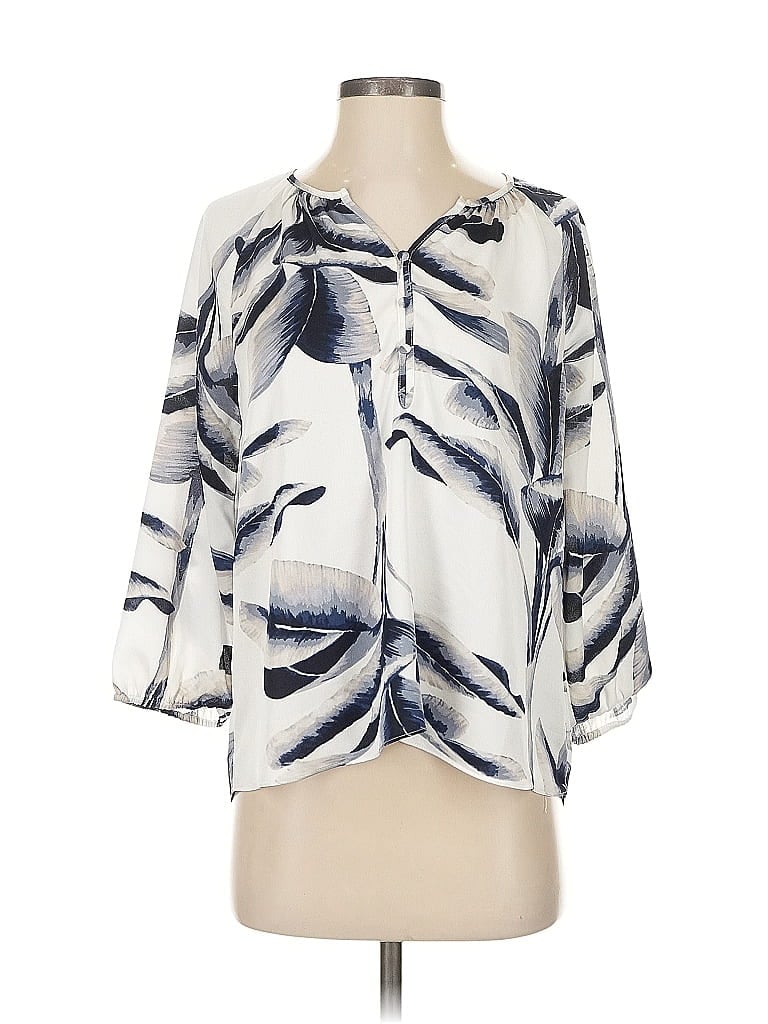 Pre-owned Nic + Zoe 3/4 Sleeve Blouse In White