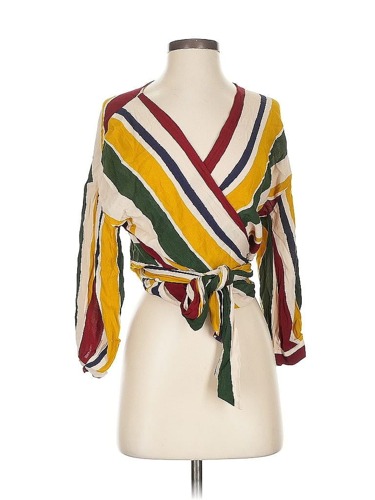 Pre-owned Zara Basic 3/4 Sleeve Blouse In Yellow